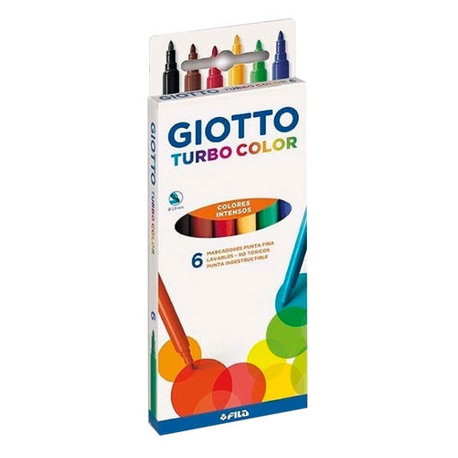 [GIOTTOTUR6L] Marcador Escolar Giotto Turbo caja de 6 colores