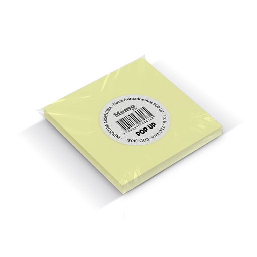 [MEMOF7274POP] Notas Autoadhesivas MemoFix Pop Up amarillas, 72 x 74cm. pack de 100 hojas