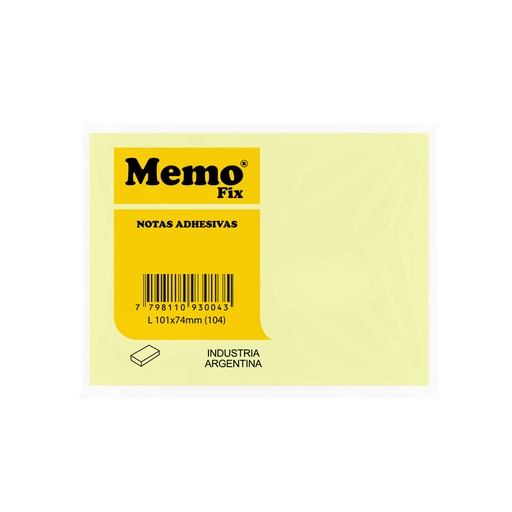 [MEMOFIXL100] Notas Autoadhesivas MemoFix, 74 x 100mm. pack de 100 hojas