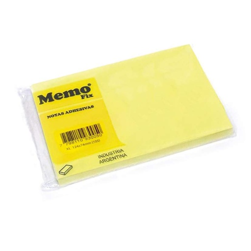 [MEMOFIXXL100] Notas Autoadhesivas MemoFix, 74 x 124mm. block de 100 hojas