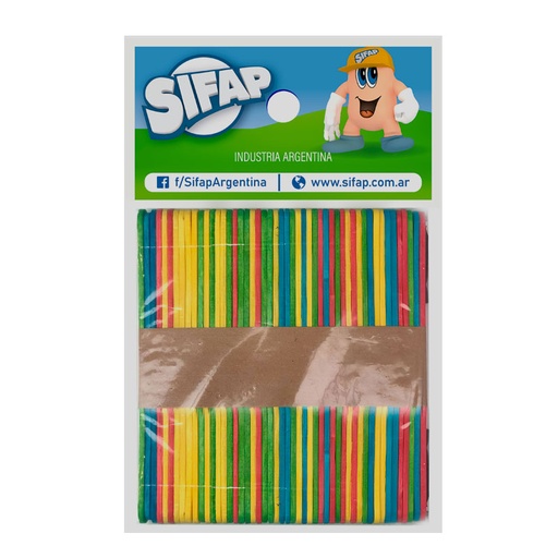 [PALITOHCOL50] Palito de helado para manualidades Sifap colores, pack de 50 unidades