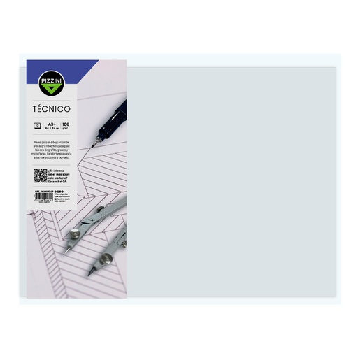 [PIZZPAPTECNA3] Hojas para dibujo técnico Pizzini A3, 106g. 29.7 x 42cm. pack de 10 unidades