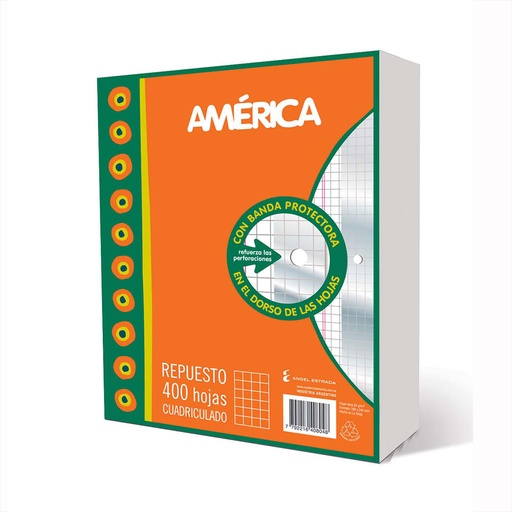 [AMERREP400CU] Repuesto con Banda América, 400 hojas cuadriculadas