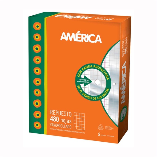 [AMERREP480C] Repuesto América Oficio, 48 hojas cuadriculadas