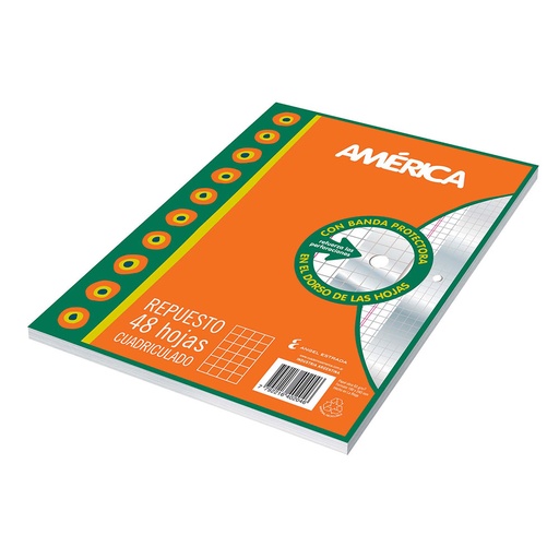[AMERREP48CU] Repuesto con Banda América, 48 hojas cuadriculadas