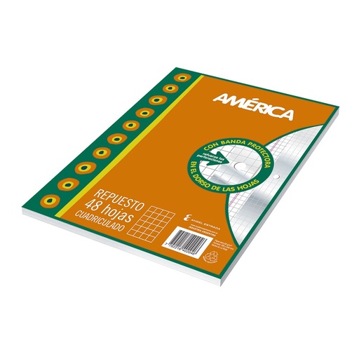 [AMERREP96CU] Repuesto con Banda América, 96 hojas cuadriculadas