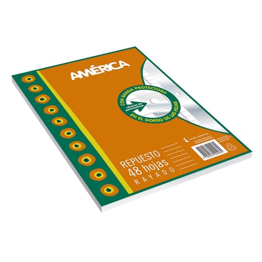 [AMERREP96RA] Repuesto con Banda América, 96 hojas rayadas