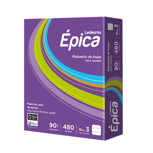 [EPICAREP480R] Repuesto Épica N°3, 480 hojas rayadas