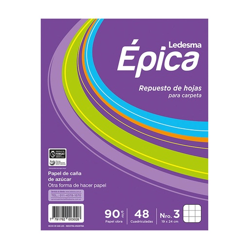 [EPICAREP48C] Repuesto Épica N°3, 48 hojas cuadriculadas