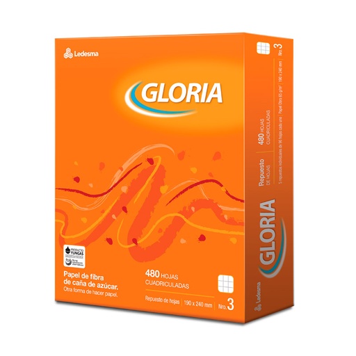 [GLORIARE480C] Repuesto Gloria N°3, 480 hojas cuadriculadas