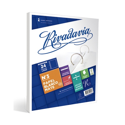 [RIV24LISO] Repuesto con Banda Rivadavia, 24 hojas rayadas