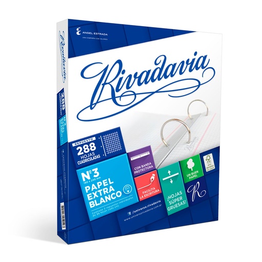[RIV288CUAD] Repuesto con Banda Rivadavia, 288 hojas cuadriculadas