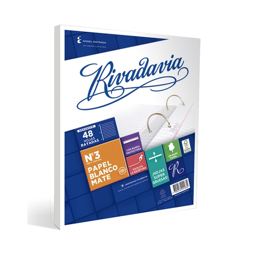 [RIV48RAYA] Repuesto con Banda Rivadavia, 48 hojas rayadas