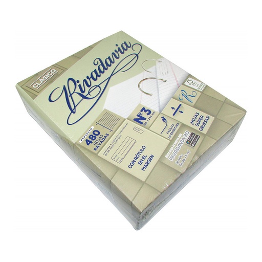 [RIVEXB480CLR] Repuesto Rivadavia Clásico Extra Blanco, 480 h. rayadas