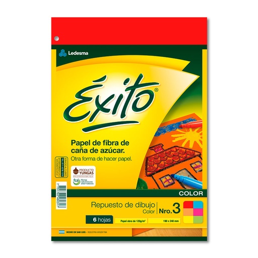 [EXITOREPCOL3] Repuesto de Dibujo Éxito N°3, 6 hojas color
