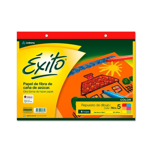 [EXITOREPCOL5] Repuesto de Dibujo Éxito N°5, 6 hojas color