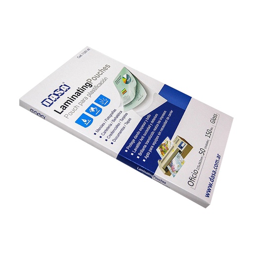 [DAS225362X50] Sobre para plastificado de 150 micrones DASA  Oficio, 225 x 362mm.pack de 50 unidades
