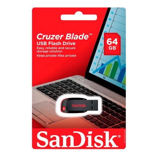 [SANDISK64G2.0] Pen drive 64GB SanDisk Cruzer Blade 2.0, negro y rojo