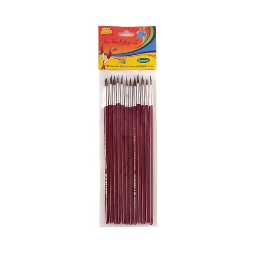 [VANORLRE4X12] Pincel redondo N°4 Van Orley, pack de 12 unidades