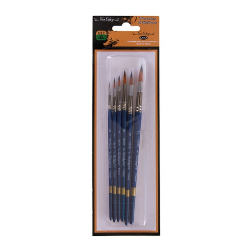 [VANORRCARTX6] Set de 6 Pinceles redondos para artística Van Orley