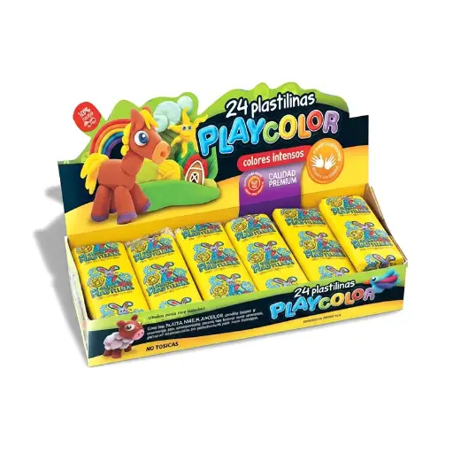 [PLAYPLA24AM] Plastilina Playcolor amarilla, caja de 24 barras