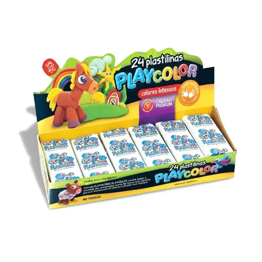 [PLAYPLA24BLA] Plastilina Playcolor blanco, caja de 24 barras