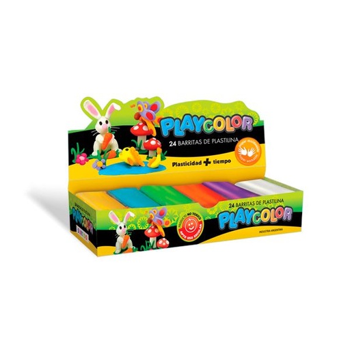 [PLAYPLA24ROS] Plastilina Playcolor rosa, caja de 24 barras