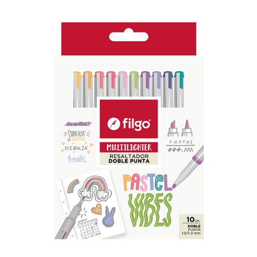 [FILGORECREAT10] Resaltador creativo doble punta Filgo Multilighter pastel de 10 colores