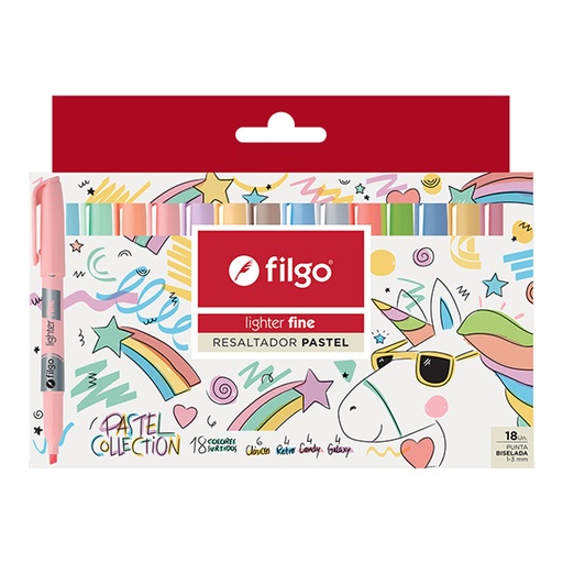 [FILGORECREAT18] Resaltador creativo doble punta Filgo Multilighter pastel de 18 colores