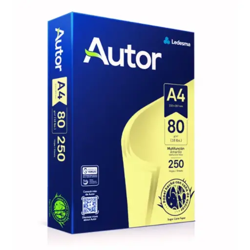 [AUTORA4AMA80] Resma Autor A4 amarilla, 80g.