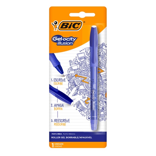[BICROLLBORR] Roller de tinta gel borrable Bic Gelocity Ilussion azul