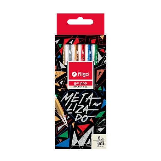 [FILGOROLMEX6] Roller Filgo Gel Pop Metalizado, estuche de 6 colores