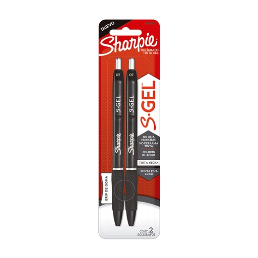 [SHARPIROL07NG] Roller retráctil Sharpie Gel 0.7mm. negra, blister de 2 unidades