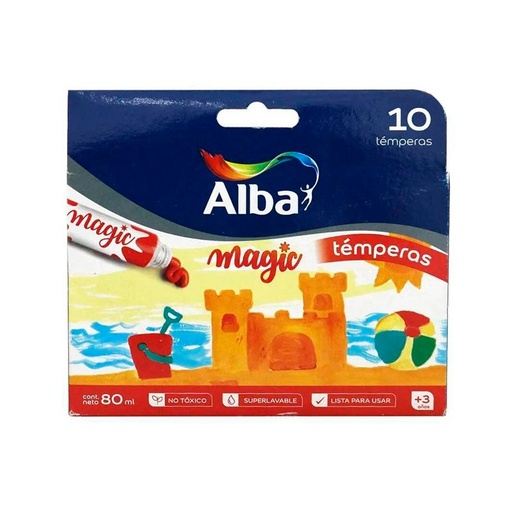 [ALBATEM10SUR] Témpera Alba Magic, 8cc. caja de 10 colores