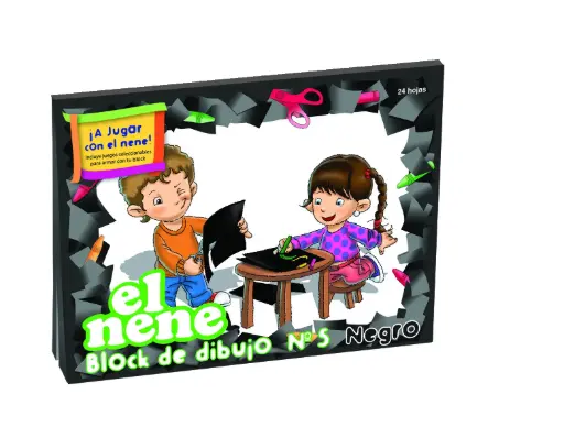 [ELNENEBKNG5] Block de dibujo El Nene N°5, 24 hojas negras