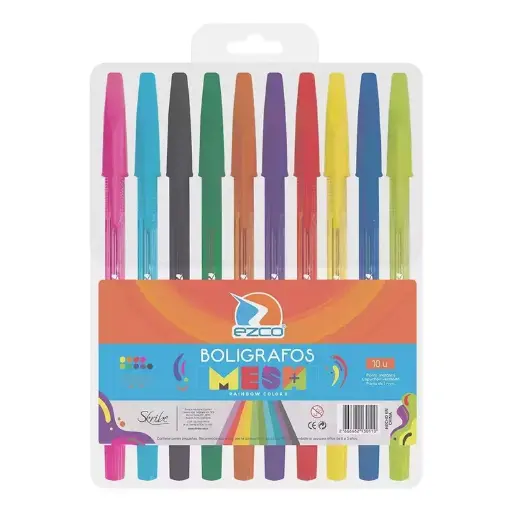 [EZCOBOLX10] Bolígrafo Ezco 1mm. estuche de 10 colores