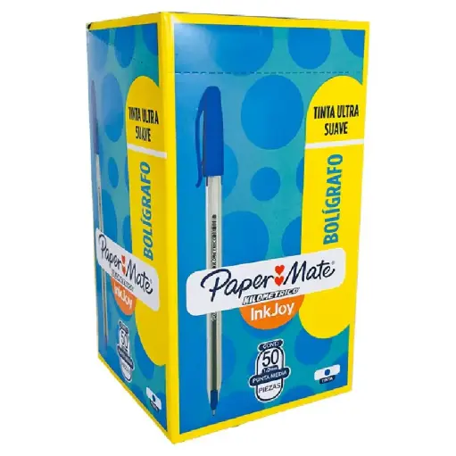 [COMBOPAPER100AZ] Pack x 50 Bolígrafo Paper Mate Kilométrico InkJoy 100 punta de 1mm. azul