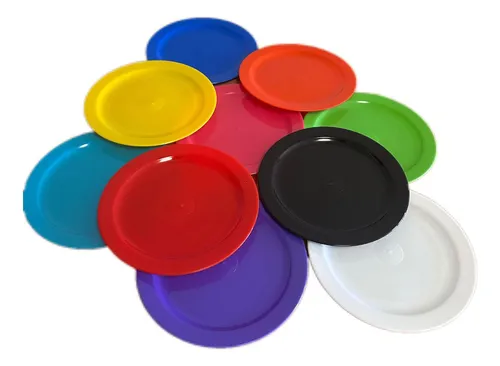 [PLATOPLA17CM] Plato Plástico Postre 17 cm Colores Surtidos