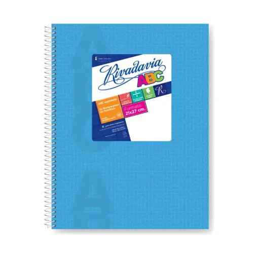 [ABC2127CE60R] Cuaderno Rivadavia ABC espiralado Araña Celeste, 21x27cm. 60 hojas rayadas